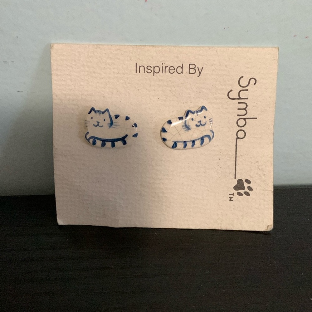 Hand Painted Cat Earrings